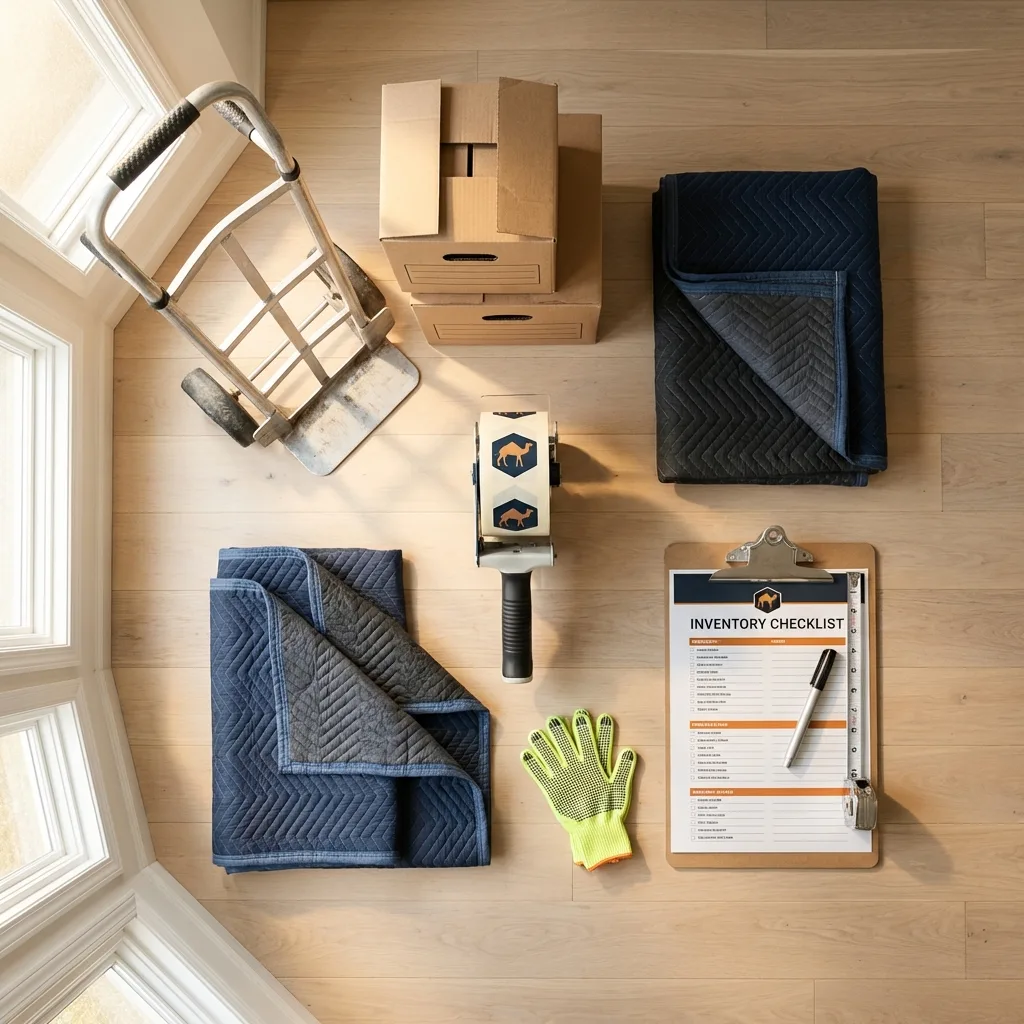 Professional moving supplies and packing materials layout for King and Queen Court House residential relocations